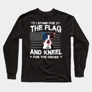 Boston Terriers Dog Stand For The Flag Kneel For Fallen Long Sleeve T-Shirt